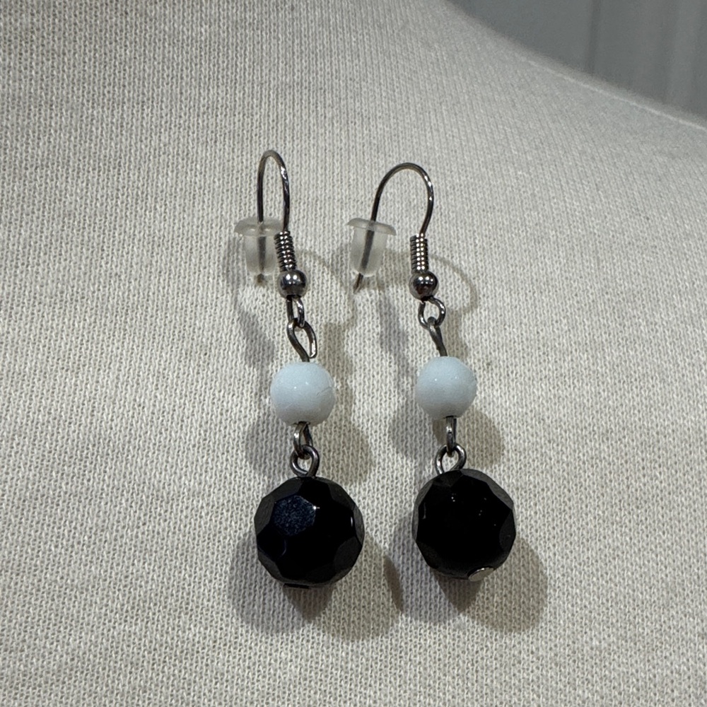 Elegant Black and White Dangle Earrings